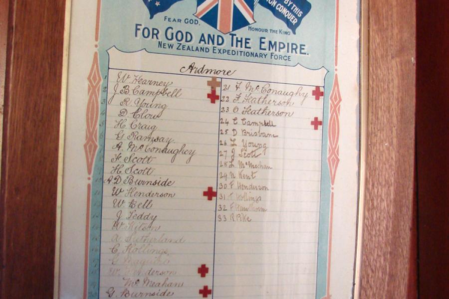 St James Church roll of honour board