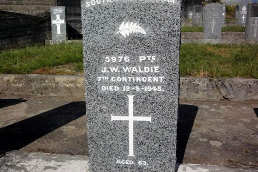 Graves beside the Taita Cemetery war memorial