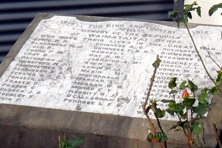 Waimataitai School memorial