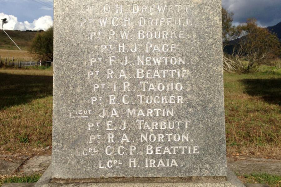 Waiotemarama war memorial