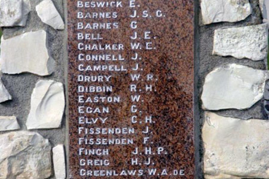 First World War names on memorial gates