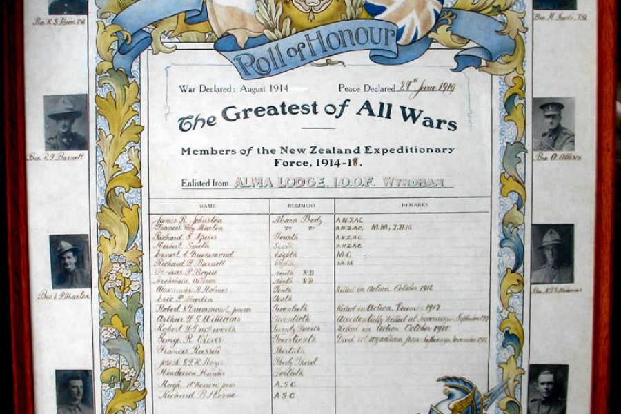Roll of honour board
