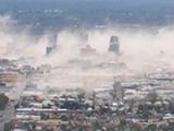 Dust clouds above central Christchurch, 22 February 2011