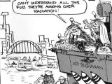USS Buchanan entering Sydney Harbour anti-nuclear cartoon
