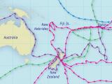 Detail from map of British Pacific expeditions