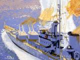 HMS Achilles in action in the South Atlantic