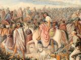 Painting of General Chute's march around Mt Taranaki