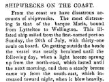 Report of the Maria shipwreck