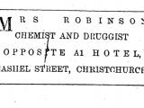 An advertisement for Mrs Robinson’s store.