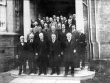 Dignitaries at the opening of the Alexander Turnbull Library