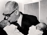 Keith Holyoake with his twin grandchildren