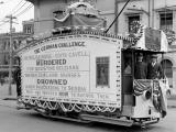 Tram carrying a propaganda message about the Marquette sinking