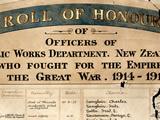 Public Works Department roll of honour board