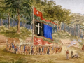 Watercolour depicting Pai Mārire ceremony, 1865