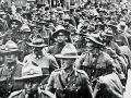 Māori soldiers marching up Queen St, Auckland