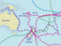 Detail from map of British Pacific expeditions