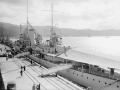 HMS <em>Achilles</em> at Aotea Quay, Wellington, late 1930s