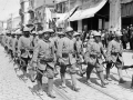 Italian soldiers march through Salonika