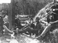 Railway workers take a smoko break 
