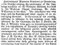 Report from Joseph Orton