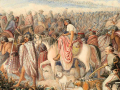 Painting of General Chute's march around Mt Taranaki