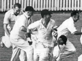 New Zealand players celebrate their first test victory, 1956