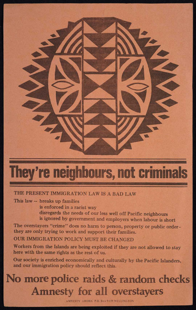 Amnesty Aroha poster reading 'They're neighbours, not criminals' 