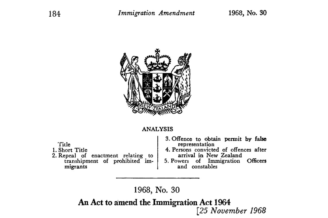 Masthead of the Immigration Act Amendment 1968