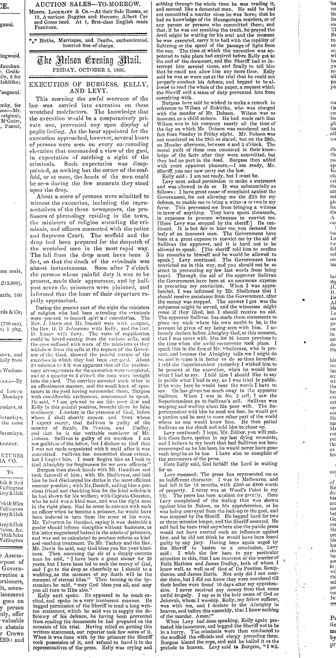 Newspaper article about the execution of Burgess