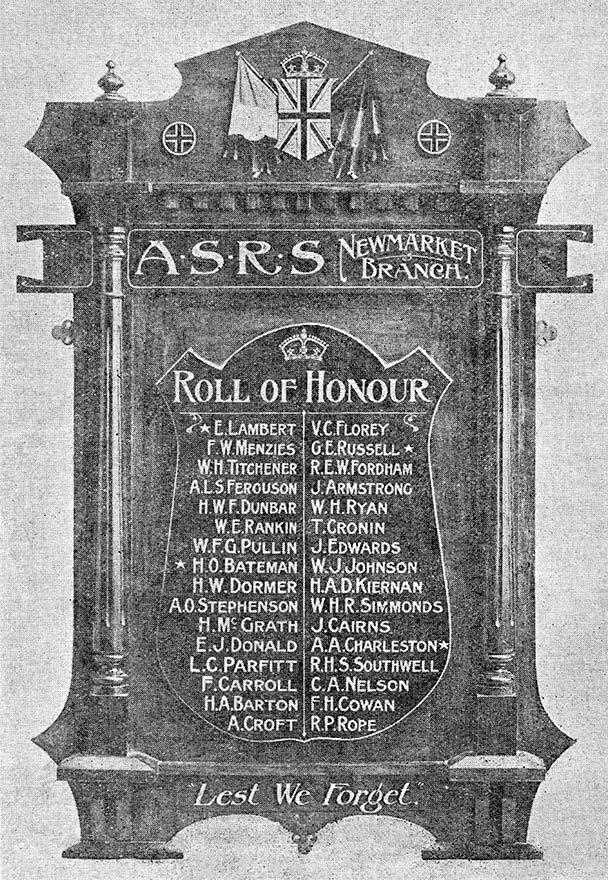 Newmarket railway workshops roll of honour board