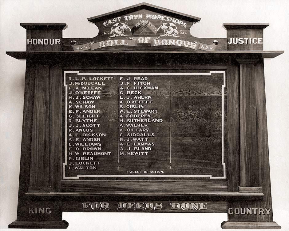 East Town railway workshops roll of honour board