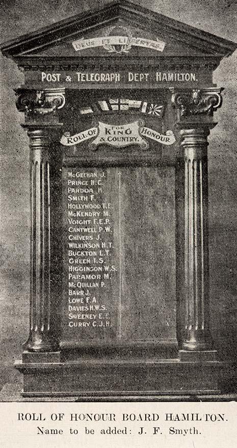 Post and Telegraph local roll of honour boards