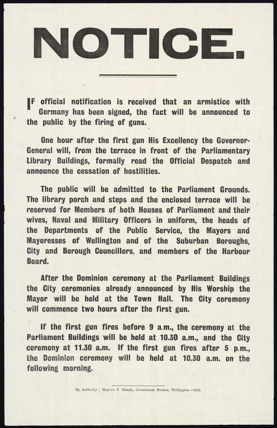 Armistice notice