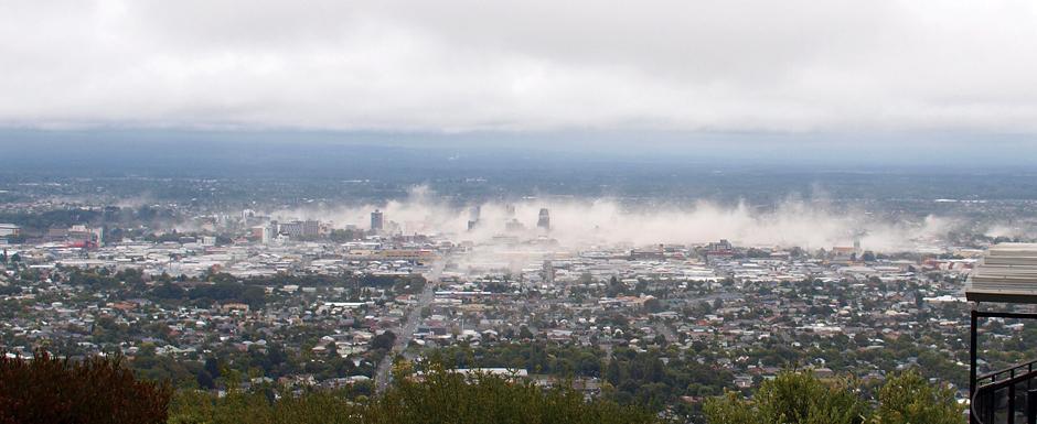 Dust clouds above Christchurch