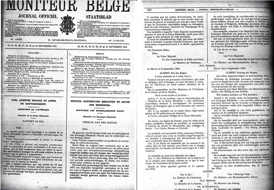 Queen Elisabeth Medal royal decree