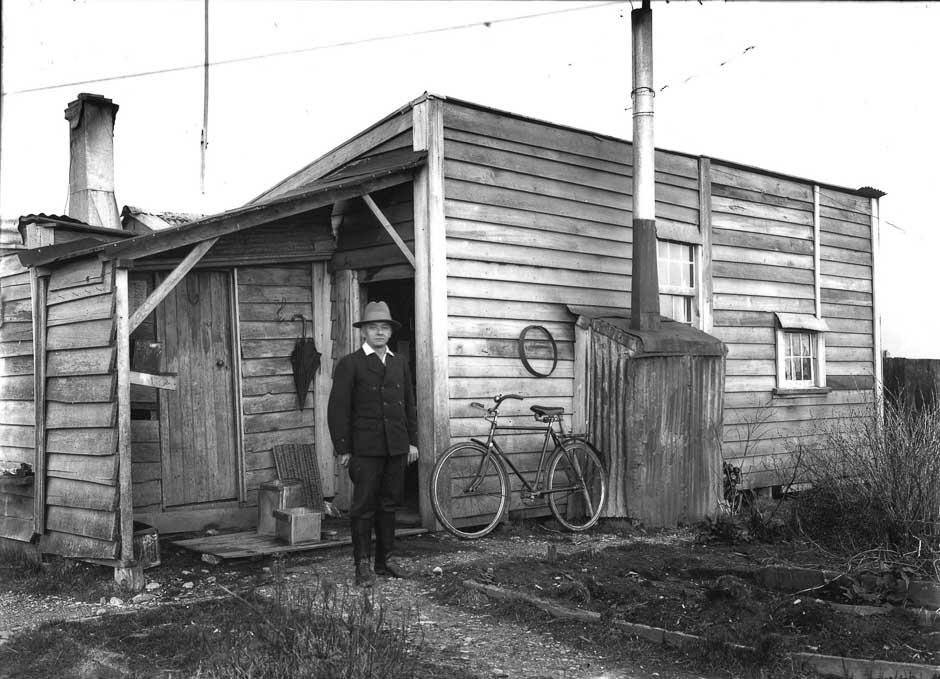 Joseph Divis outside his Waiuta house