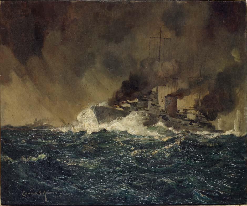 The <em>Achilles</em> attacks the <em>Graf Spee</em>