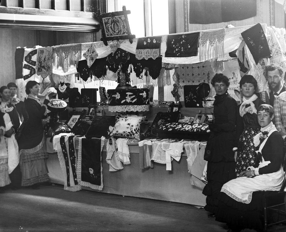 Stall at a Wesleyan church bazaar, Nelson, 1884