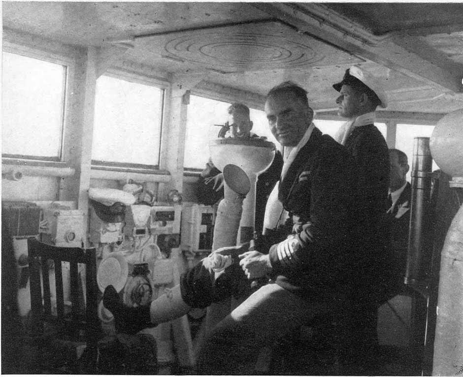 Captain Parry on bridge of the <em>Achilles</em>