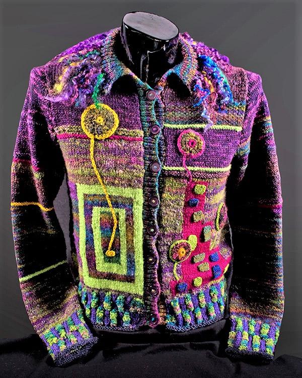 Colourful hand-knitted jersey