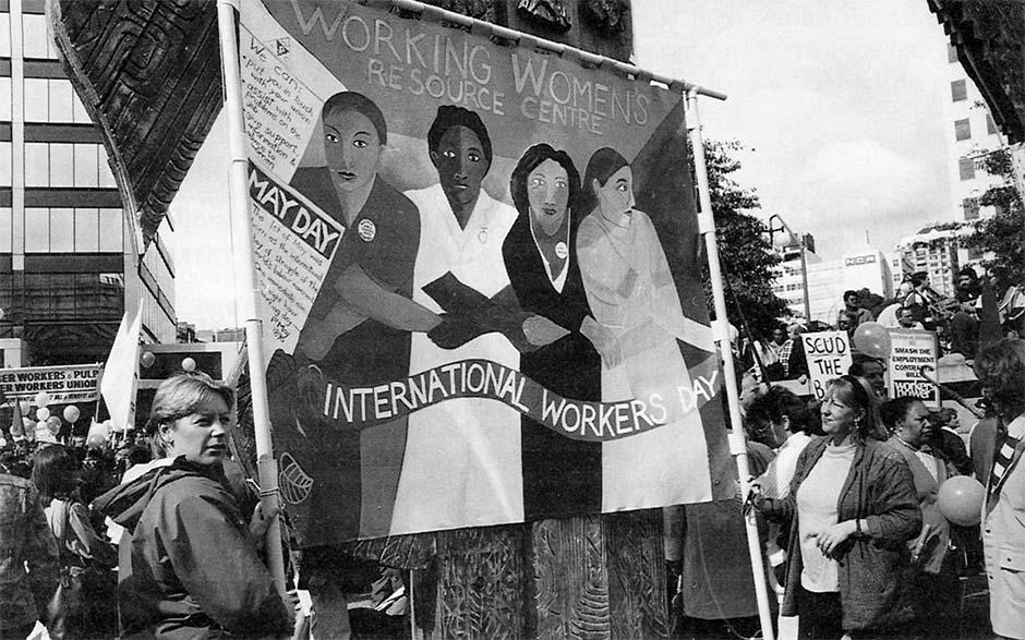 Protest march and banners, 1991