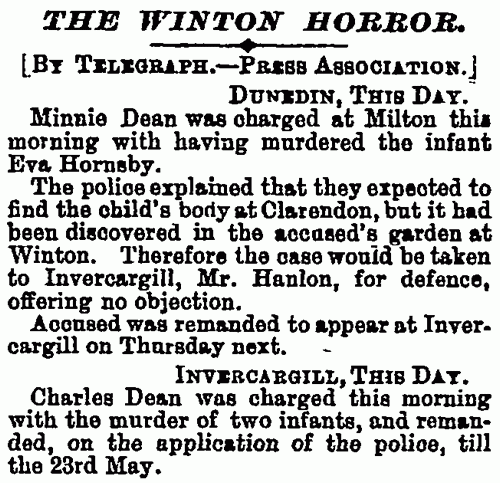 Reports of the Minnie Dean case