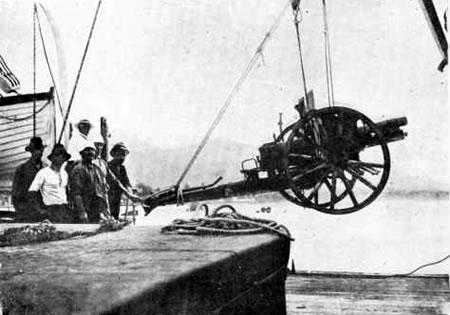 Arrival of presentation gun, Cook Islands