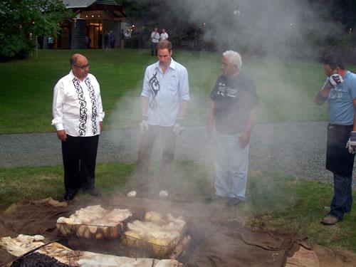 Prince William at Government House hāngī