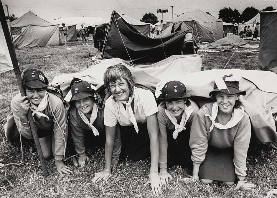 Girld Guides under a tent