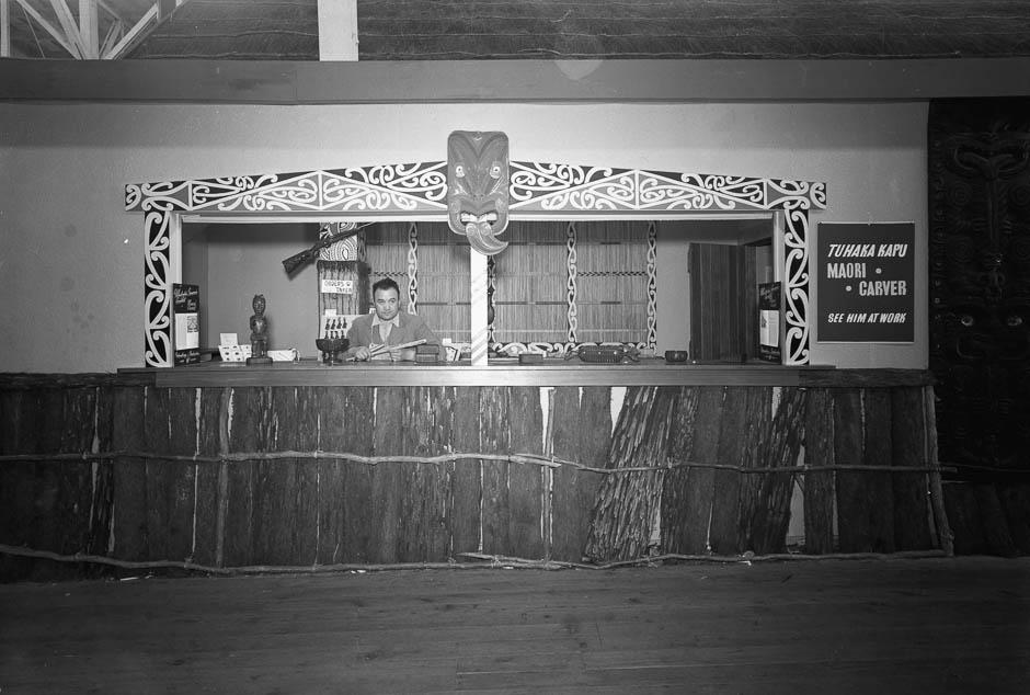 Māori carver at Centennial Exhibition