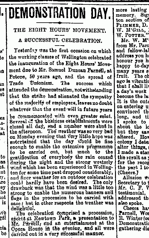 Report of first Labour Day, 1890