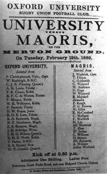 Natives Rugby Tour team card