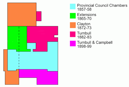 Growth of the parliamentary buildings over time