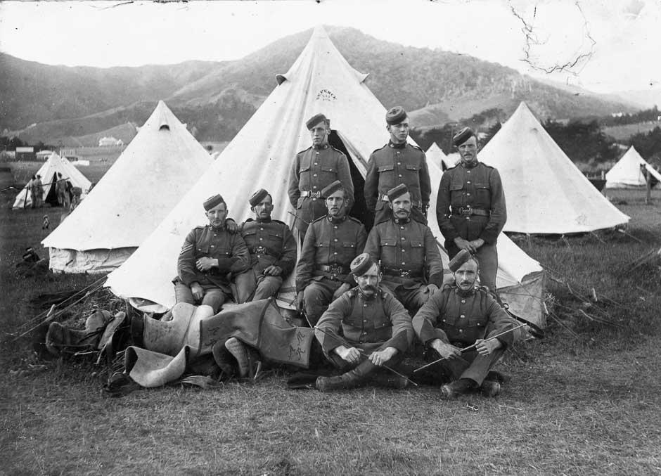 Troops at Campbell's farm, Karori